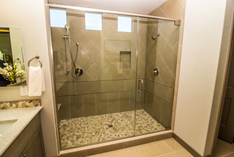 Open Concept Shower with Tile Accents